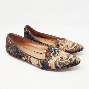 Joie Tapestry Velvet Colorful Boho Pointed Toe Flat Shoes Women's Sz 36.5